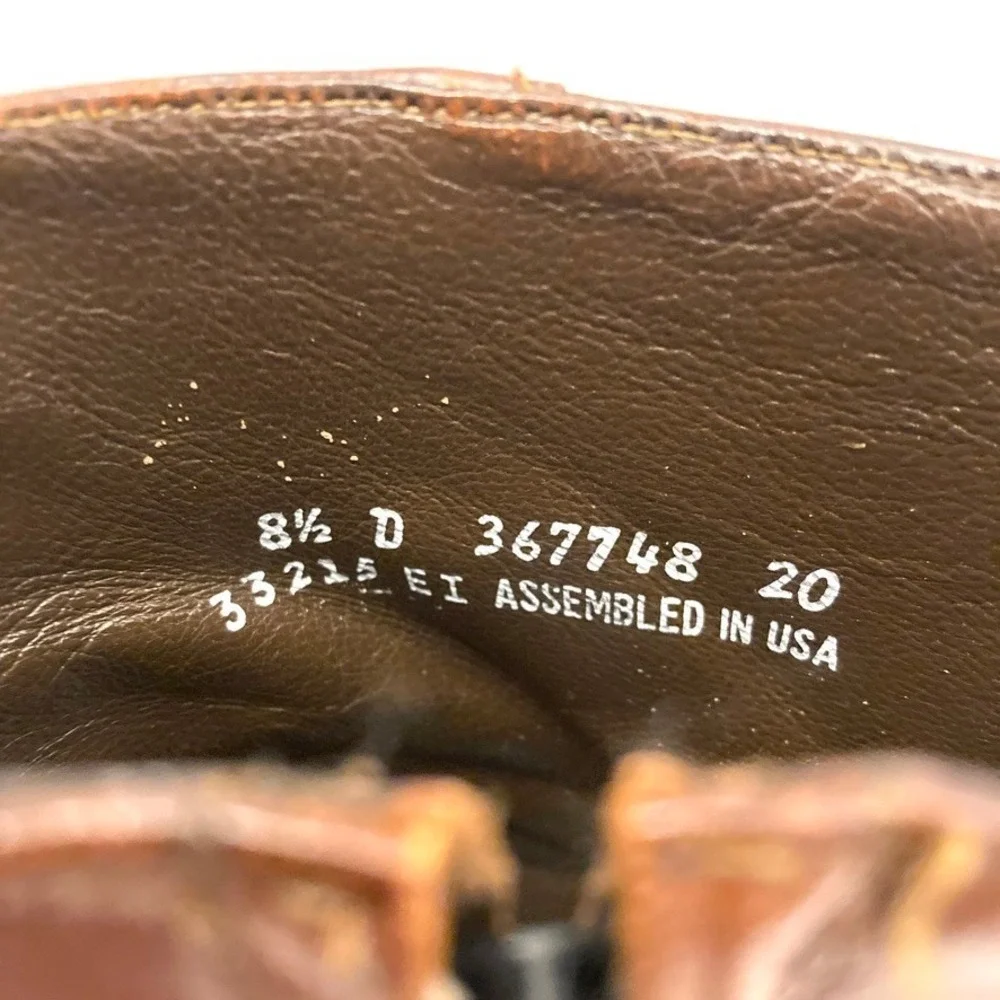 Vtg Florsheim Brown Leather Boots Mens 8.5 D 3215 Side Zip Beatle Moto Retro